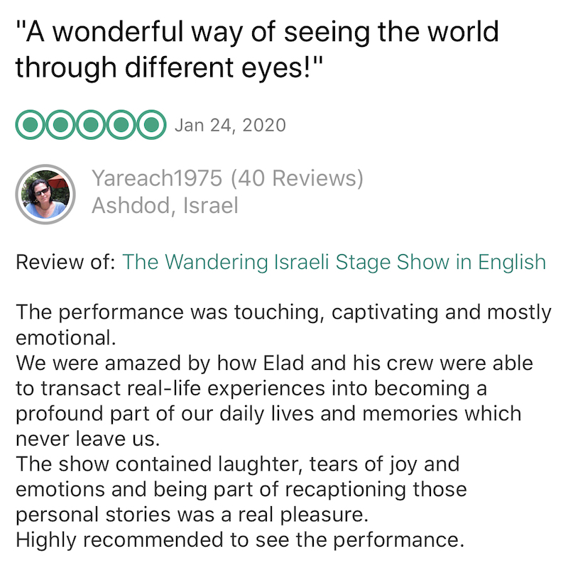 Wandering Israeli Show Review